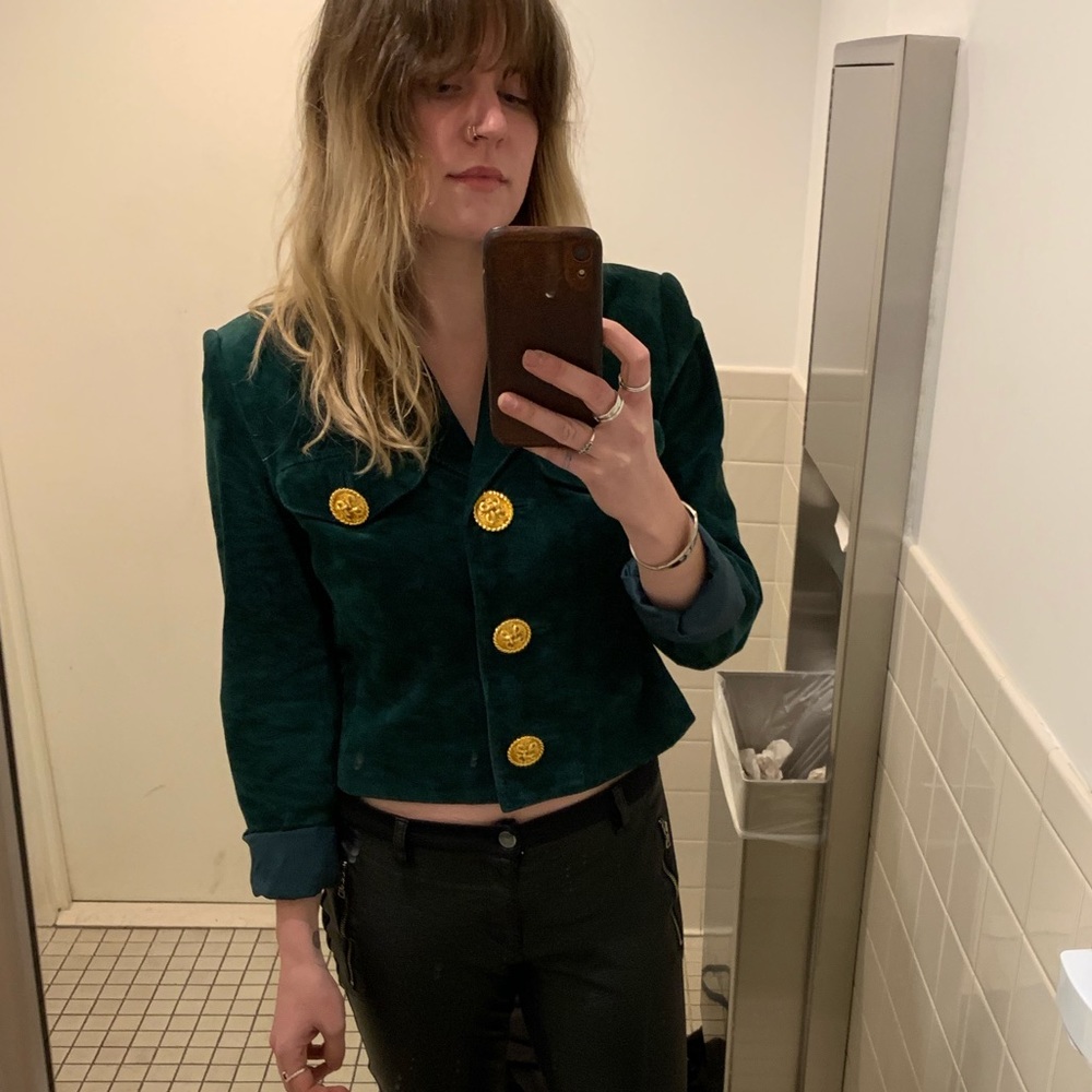 Vintage green crop blazer